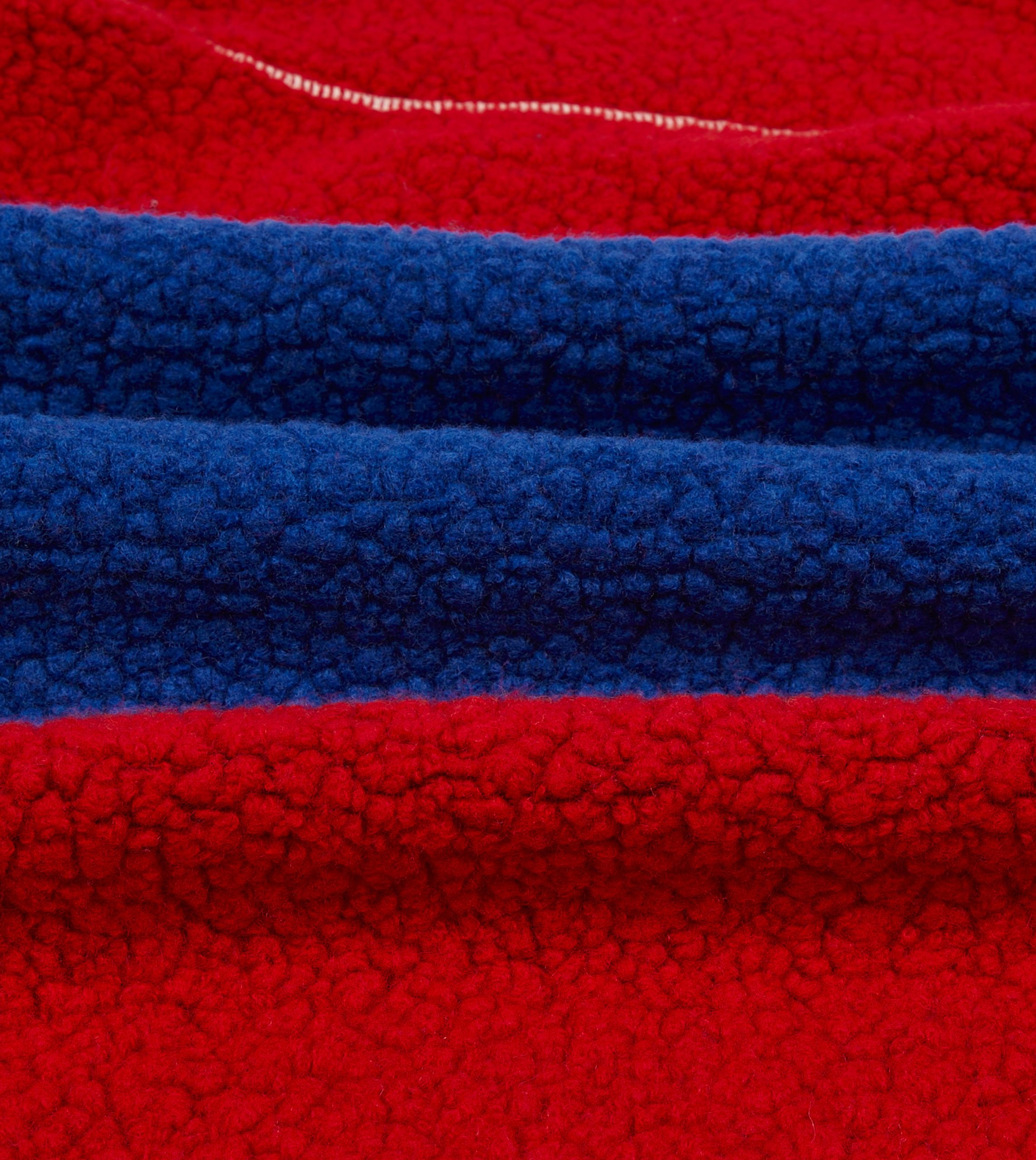 Ecru. Red and Blue Boucle Wool Zip Fleece Jacket - Image 2