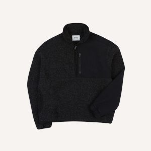 Drake's by A. Levine Grey Boucle Wool Half-Zip Fleece Jacket