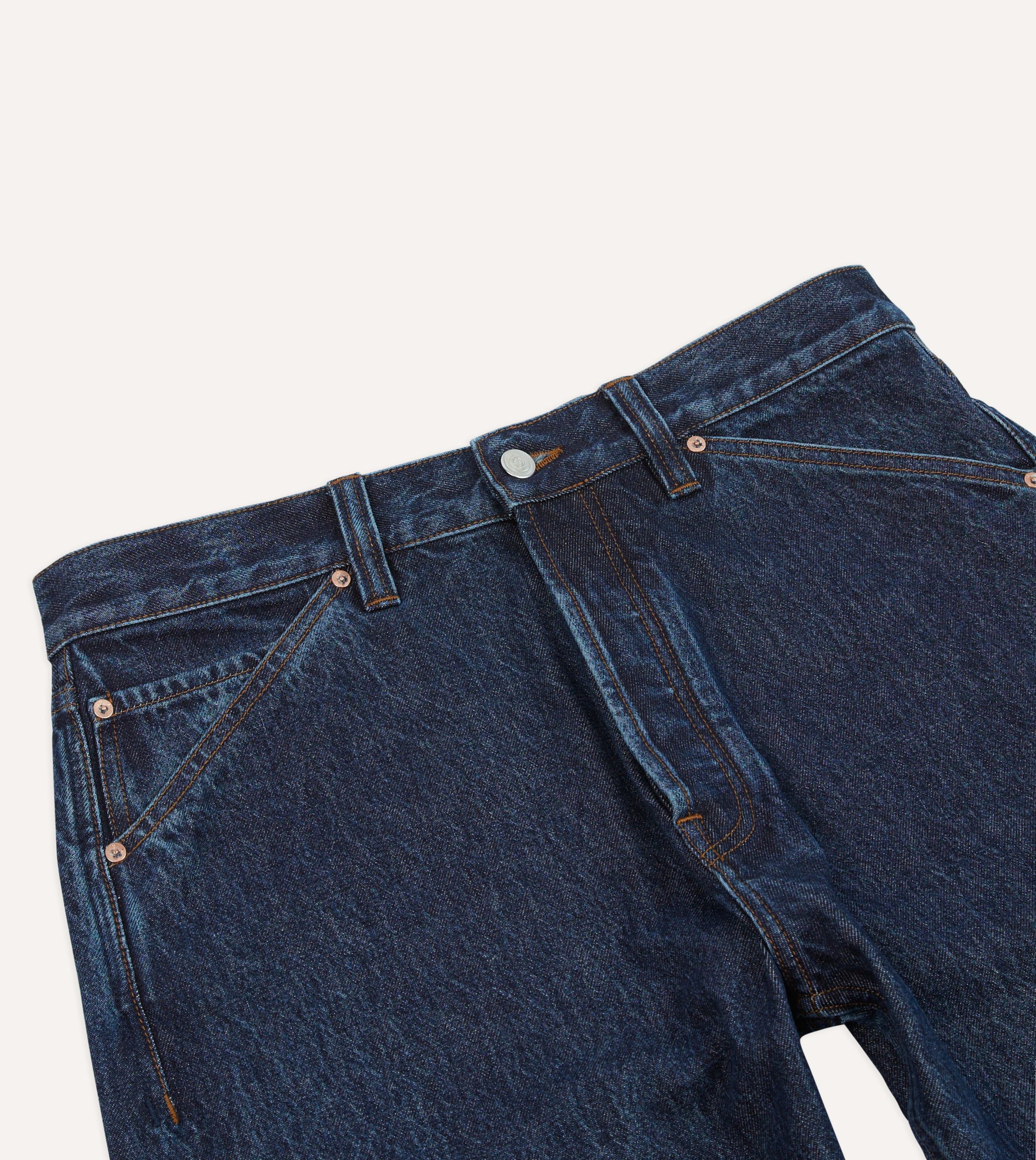 Stone Wash 13.2oz Seamless Denim Five-Pocket Jeans - Image 4