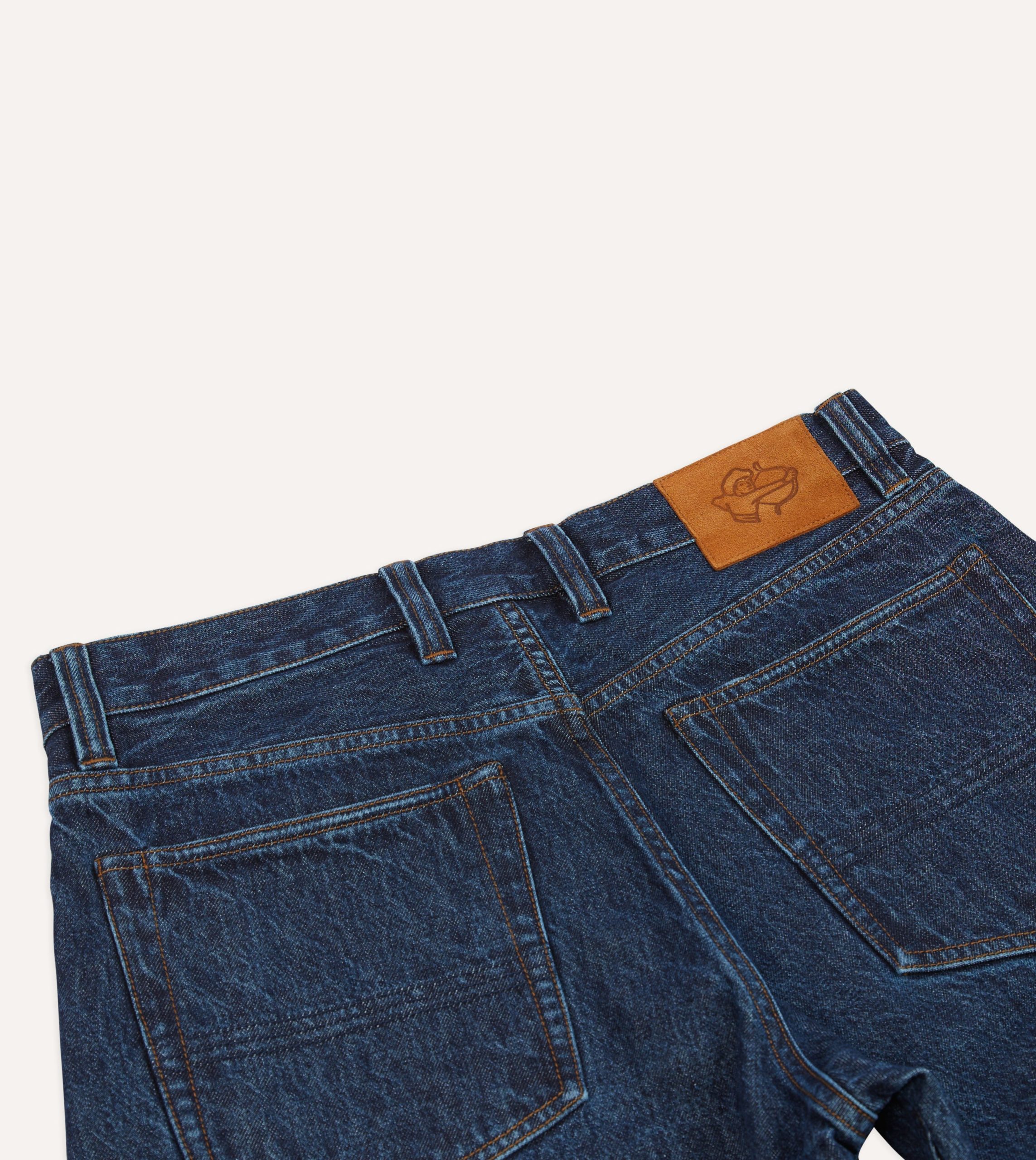 Stone Wash 13.2oz Seamless Denim Five-Pocket Jeans - Image 5