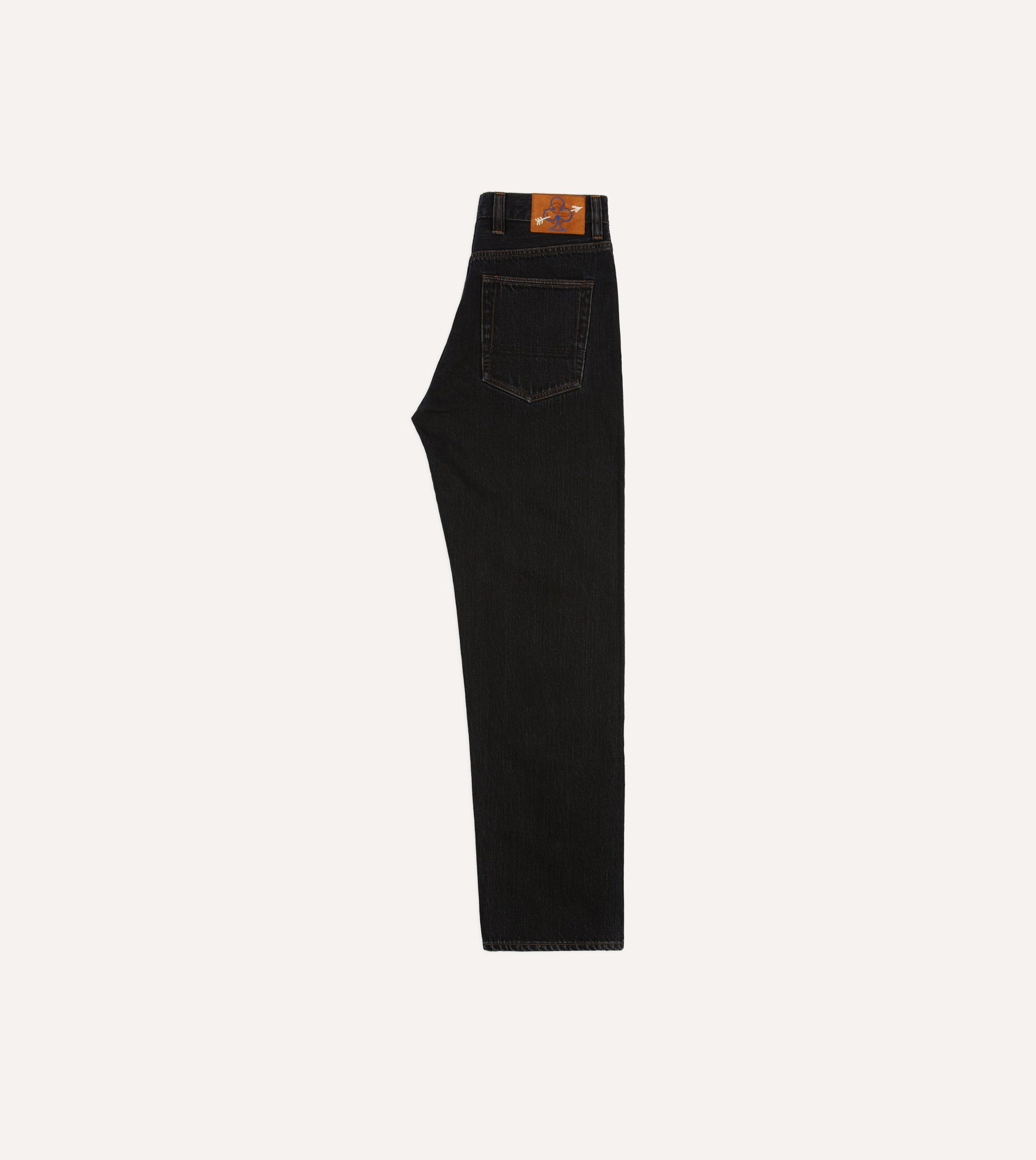 Drake's by A. Levine Black Stone Wash 12.3oz Selvedge Denim Five-Pocket Jeans - Image 6