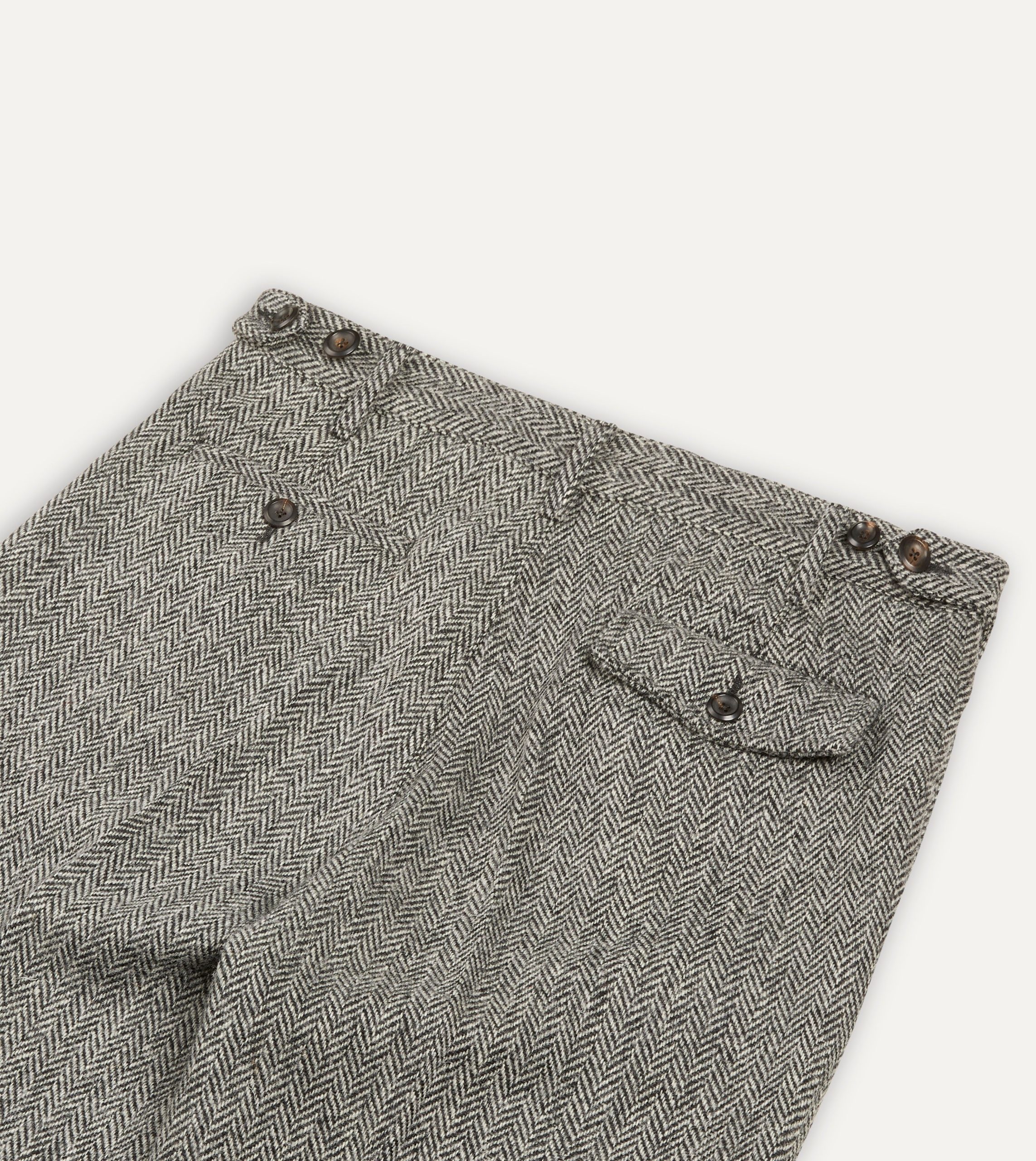 Grey Harris Tweed One Pleat Games Trousers - Image 5