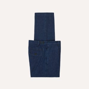 Indigo Cotton-Linen Games Trousers