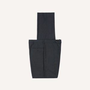 Charcoal Tropical Wool Flat Front Trouser