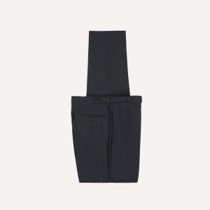 Charcoal Tropical Wool Single Pleat Trouser