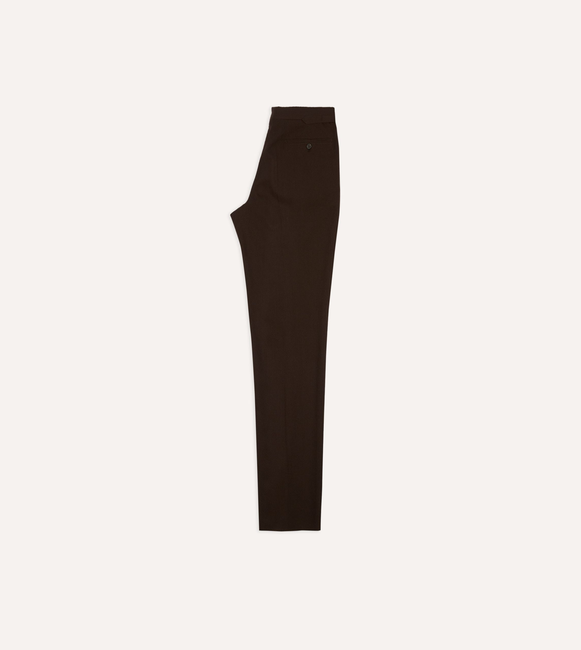 Brown Wool-Cotton Single Pleat Trouser - Image 6