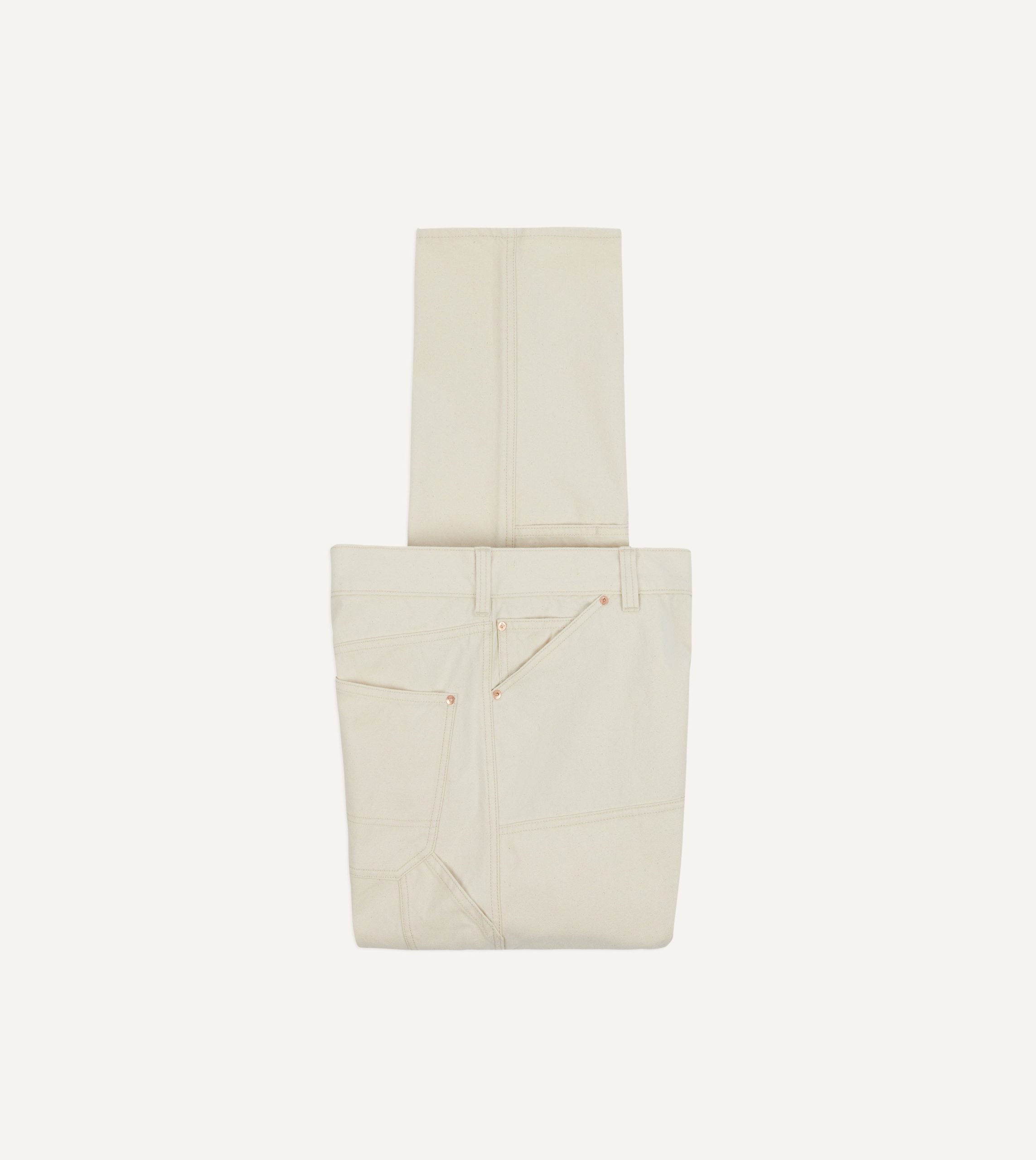 Ecru Cotton Canvas Carpenter Jeans