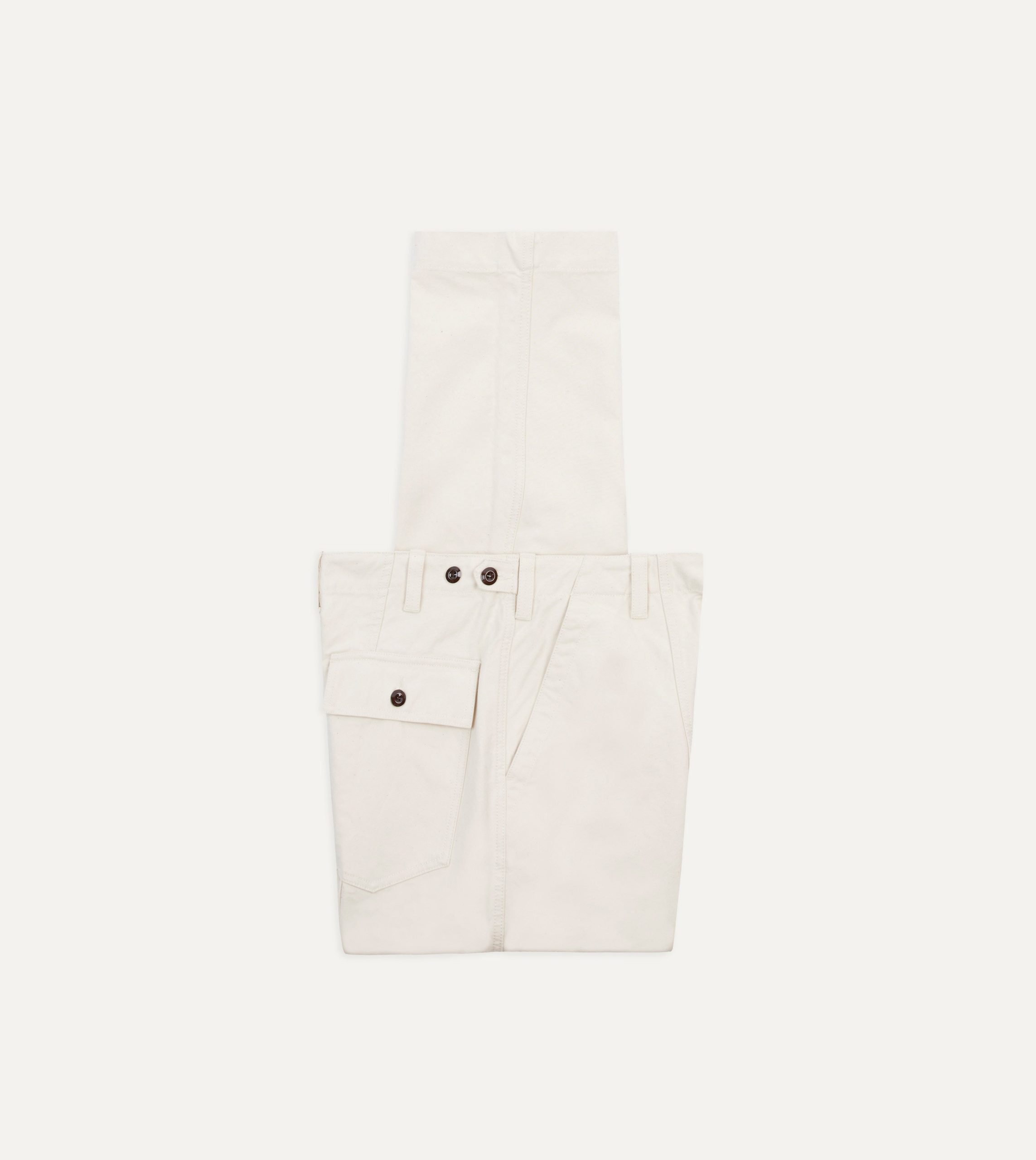 Ecru Cotton Canvas Panel Trousers