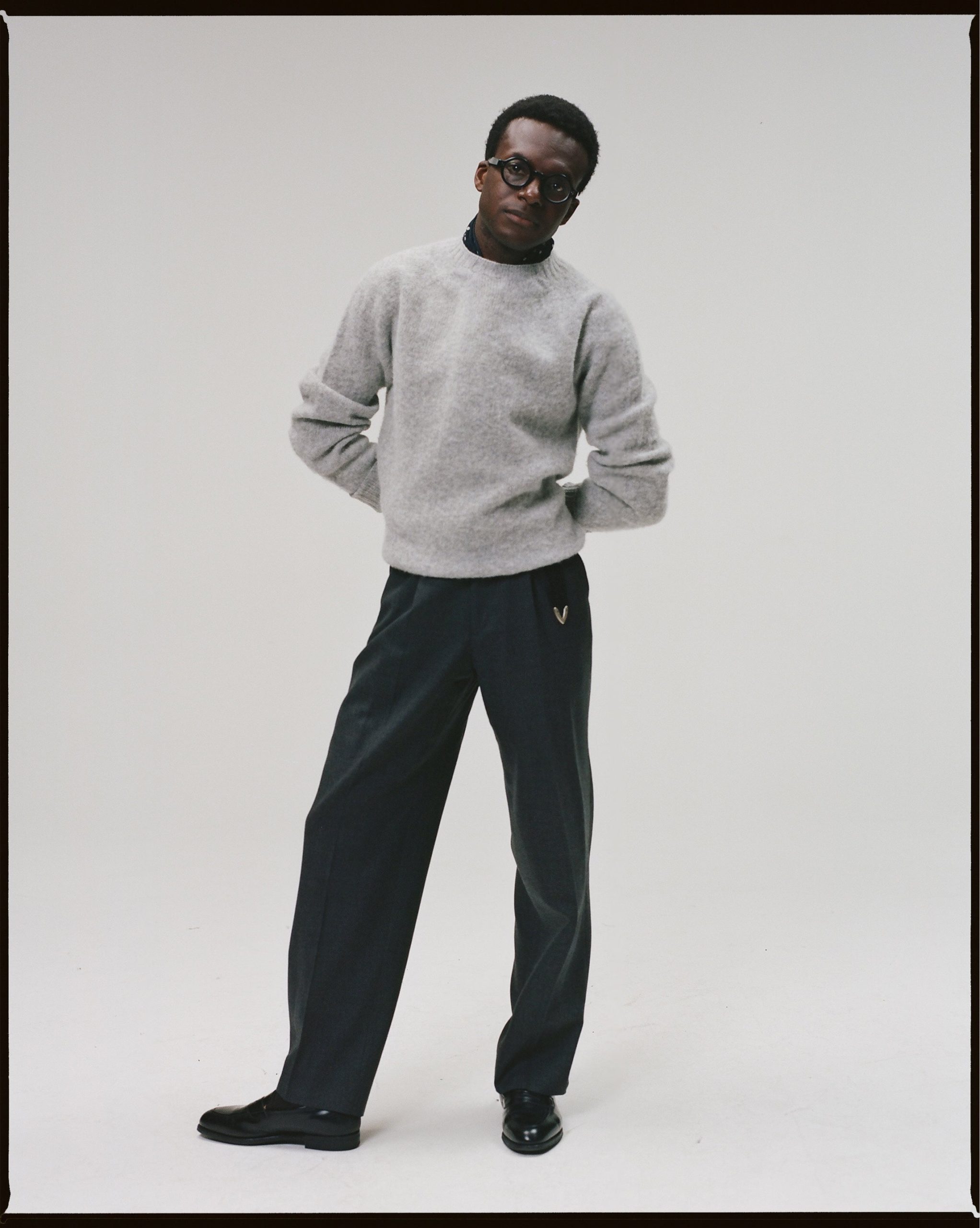 Light Grey Brushed Shetland Crew Neck Jumper - Image 6